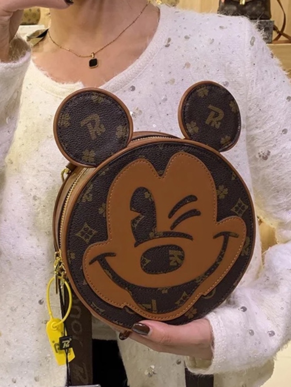 Winking Mickey Mouse Round Crossbody Bag in monogram